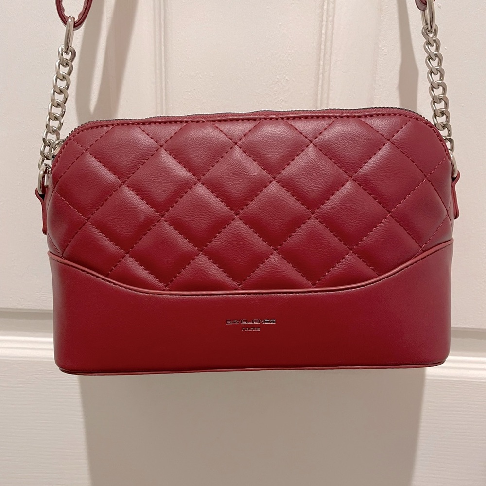 David Jones Red Quilted Leather Bag